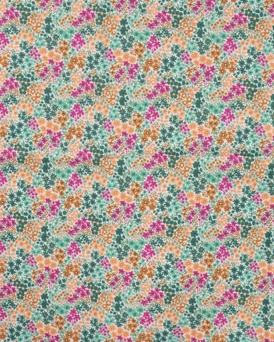 tissu voile de coton style liberty violet jaune vert 2