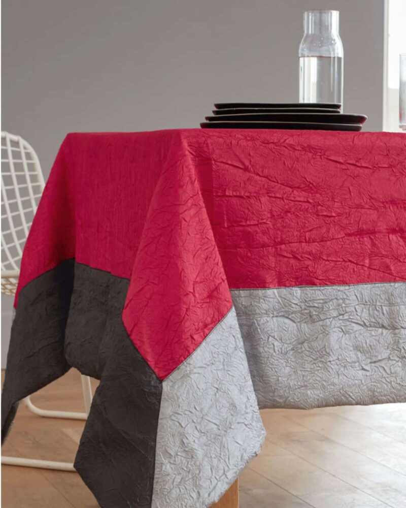 nappe taffetas froissés ambiance rose anthracite gris perle