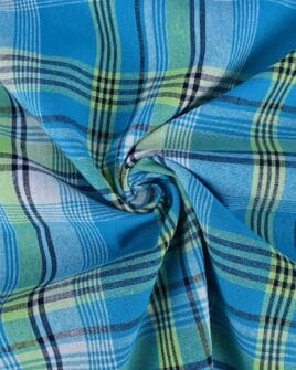 tissu madras bleu vert
