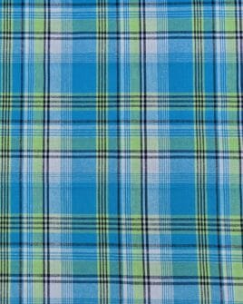 tissu madras bleu vert