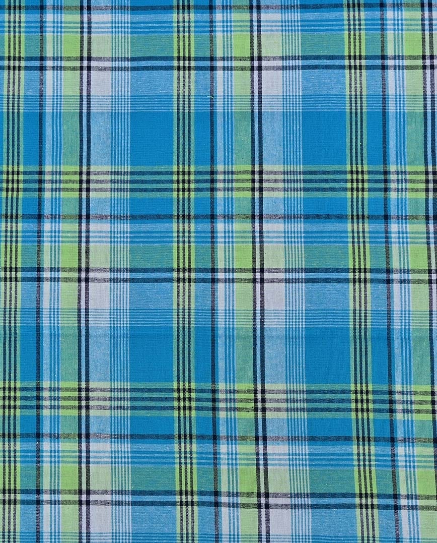 tissu madras bleu vert