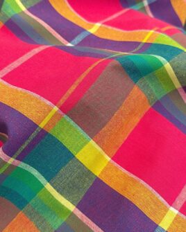 tissu madras fuchsia violet orange vert