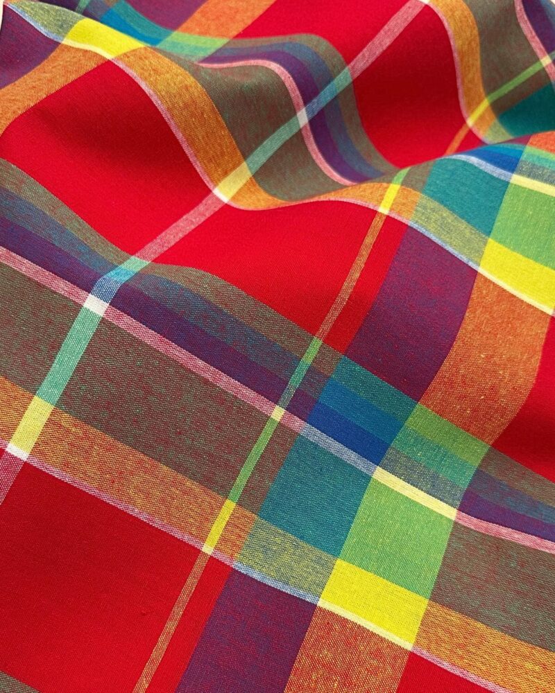 tissu madras fuchsia violet rouge vert orange