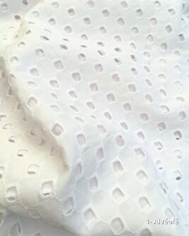 tissus cotons broderie anglaise blanc alvéolé oeko-tex