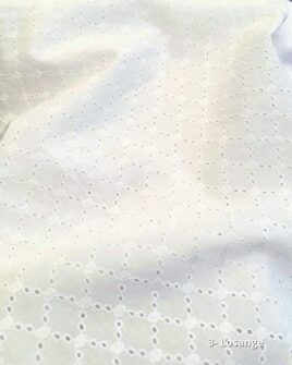 tissus cotons broderie anglaise blanc losange oeko-tex