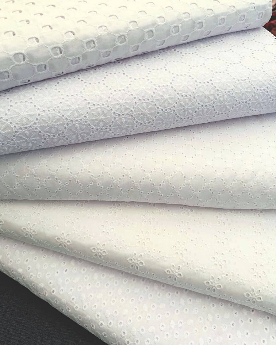 tissus cotons broderie anglaise blanc oeko-tex