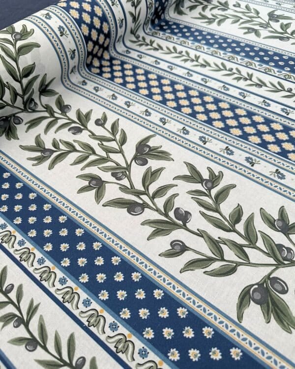 tissu coton enduit provençal bleu