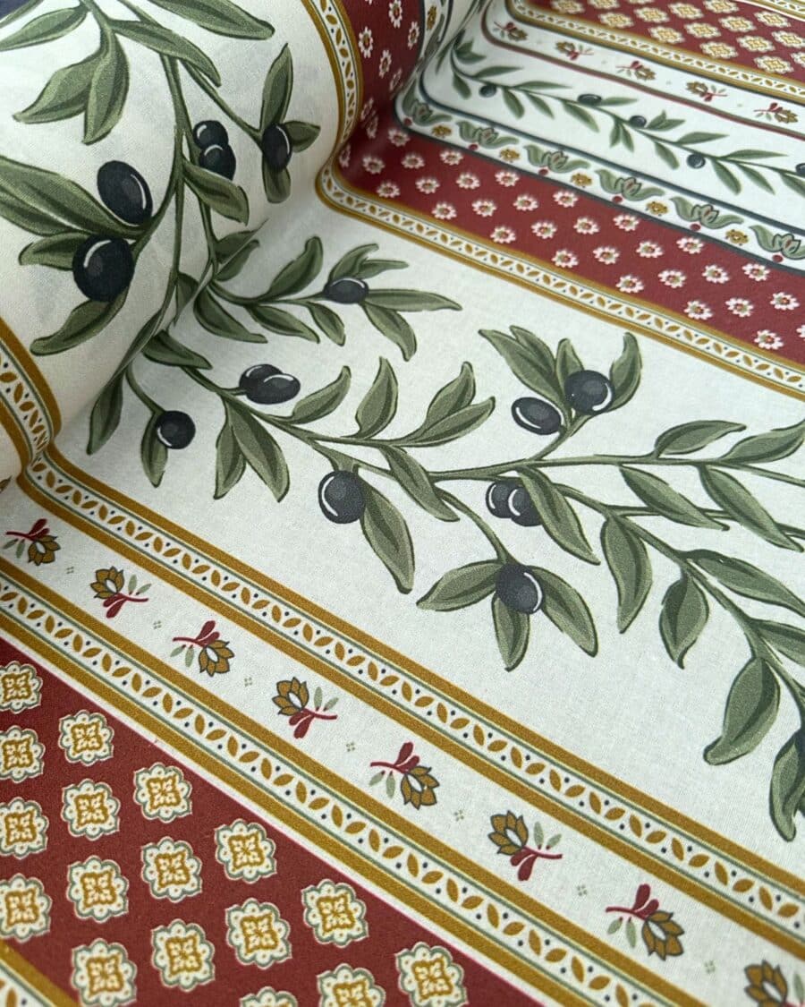 tissu coton enduit provençal bordeaux