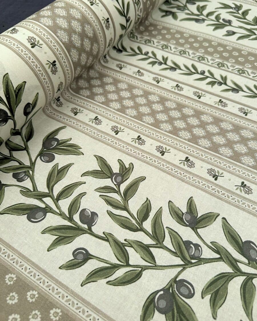 tissu coton enduit provençal taupe