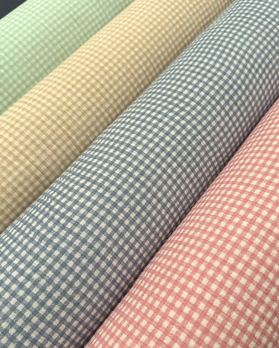 tissu double gaze de coton vichy petit carreau oeko-tex