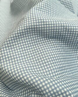 tissu double gaze de coton vichy petit carreau oeko-tex bleu denim