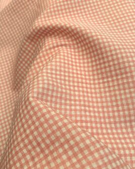 tissu double gaze vichy petit carreau rose