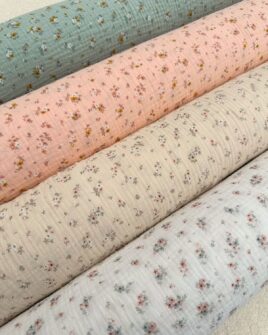 tissus doubles gaze fleuris 4 motifs