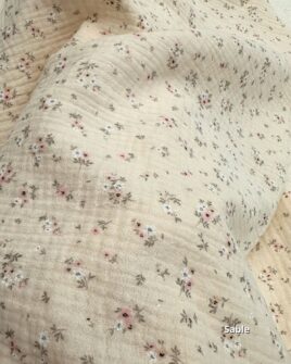 tissus doubles gaze fleuris 4 motifs sable