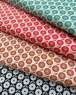 tissus popelines de coton premium fleur rétro oeko-tex