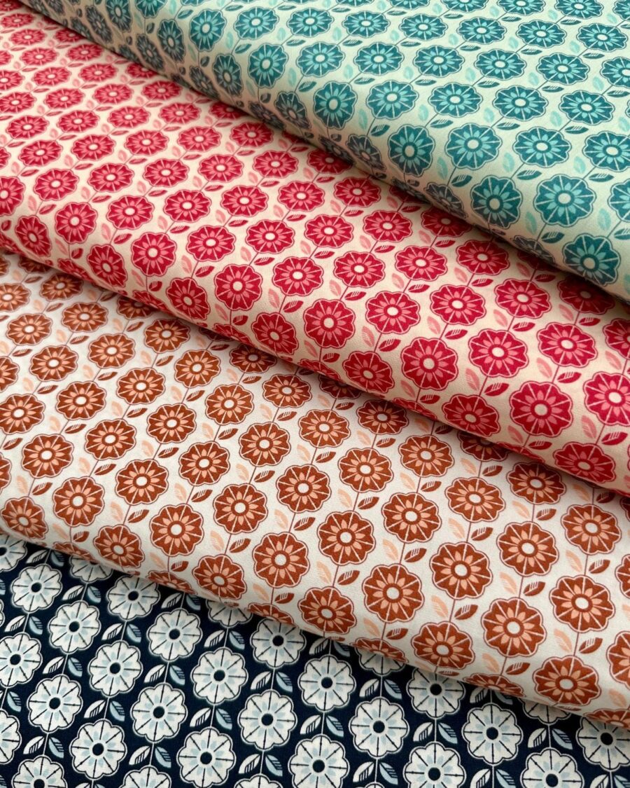 tissus popelines de coton premium fleur rétro oeko-tex