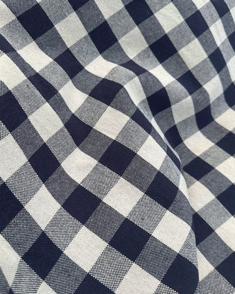 tissu coton vichy tissé teint bleu marine carreau 25mm