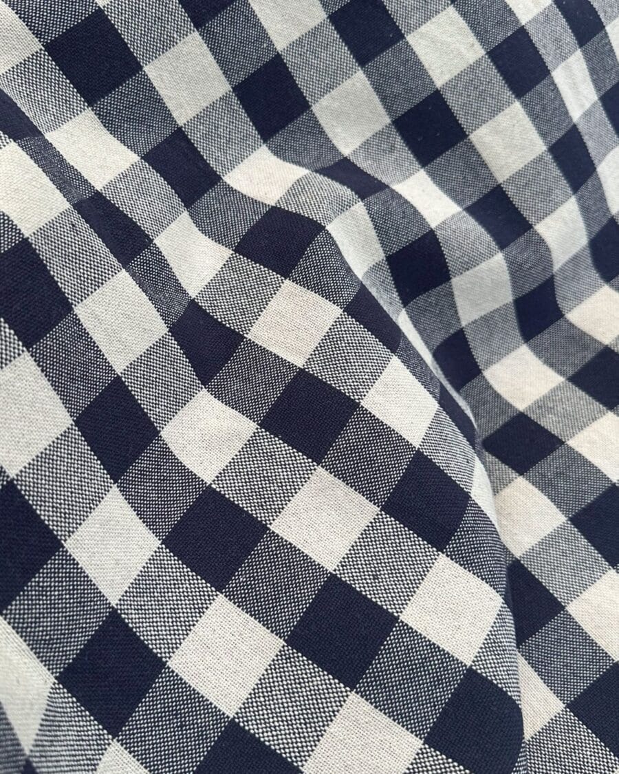 tissu coton vichy tissé teint bleu marine carreau 25mm