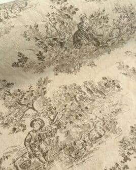 toile de jouy vichy tissé teint sable