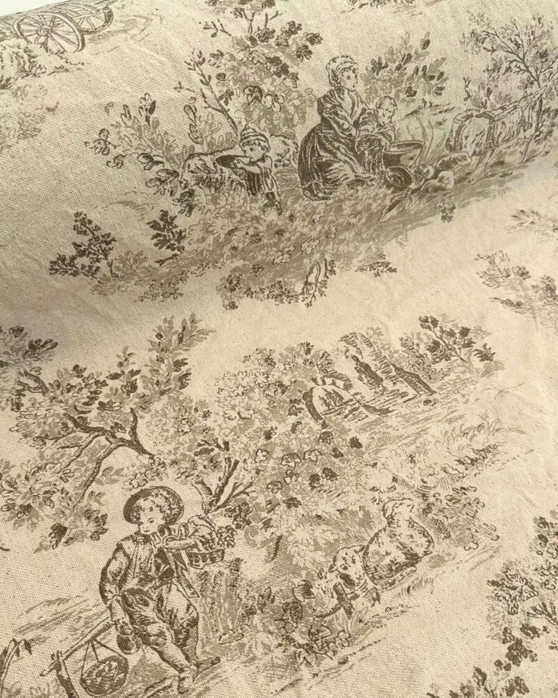 toile de jouy vichy tissé teint sable