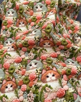 tissu coton 3D imprimé chat