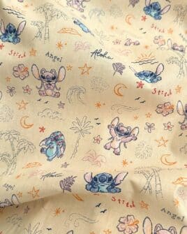 tissu coton Lilo et Stitch angel beige