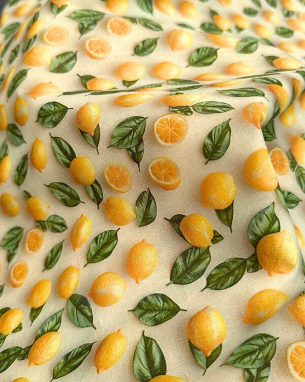 tissu coton enduit 3D citron