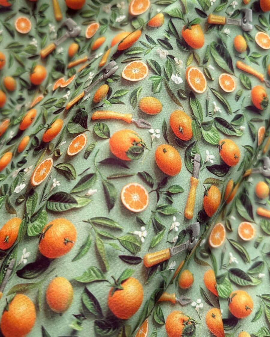 tissu coton enduit 3D orange