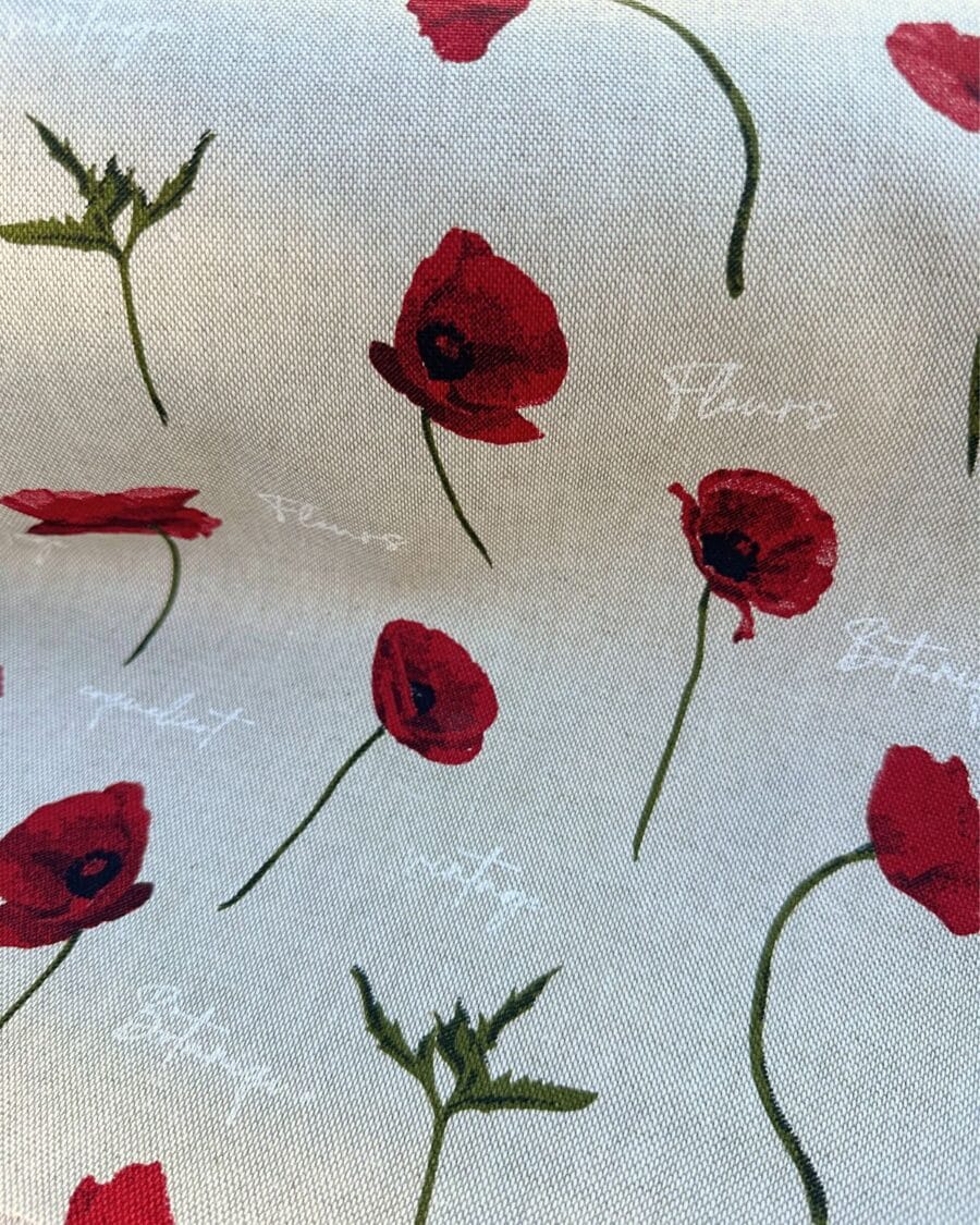 tissu polycoton largeur 280cm coquelicot