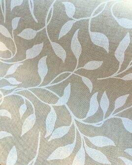 tissu polycoton largeur 280cm feuillage blanc