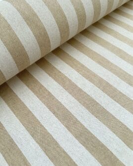 tissu polycoton largeur 280cm rayure 3cm lin et blanc