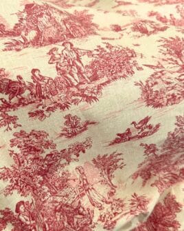 tissu coton enduit mini pastorale rose