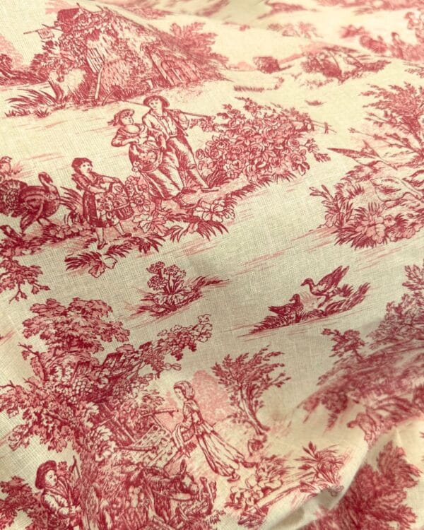 tissu coton enduit mini pastorale rose