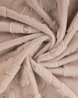 tissu fausse fourrure imprimé fleur sable