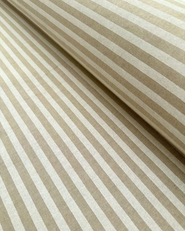 tissu polycoton largeur 280cm rayure 1cm blanc lin