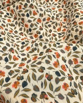 tissu double gaze petite fleur camel fond écru