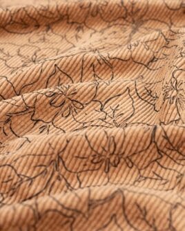 tissu velours côtelé 500 raies imprimé fleur camel