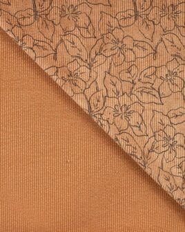 tissu velours côtelé 500 raies imprimé fleur camel 4