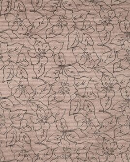 tissu velours côtelé 500 raies imprimé fleur noire taupe
