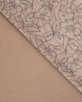 tissu velours côtelé 500 raies imprimé fleur noire taupe 3