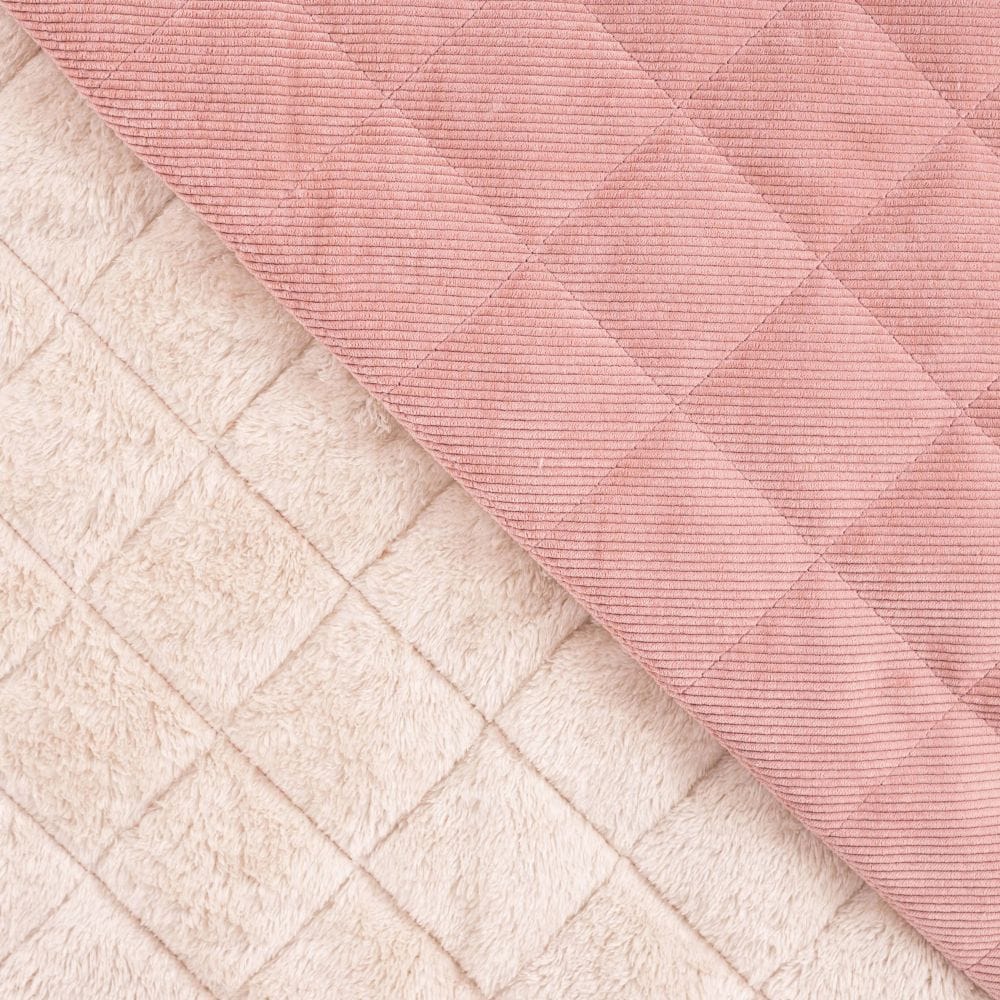 tissu velours côtelé matelassé vieux rose