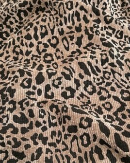 tissus velours côtelés 500 raies imprimé léopard taupe