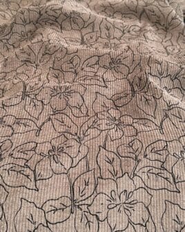 tissus velours côtelés 500 raies imprimé pierre de fleurs taupe