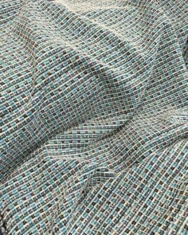 tissu bouclé luxe lurex bleu