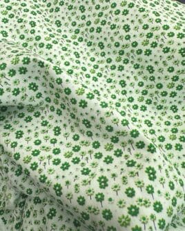 tissu coton 3d fleuri vert