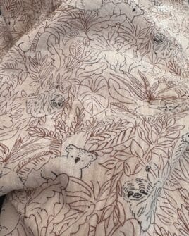 tissu double gaze paresseux et koala taupe