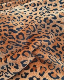 tissu polaire imprimé léopard camel 2