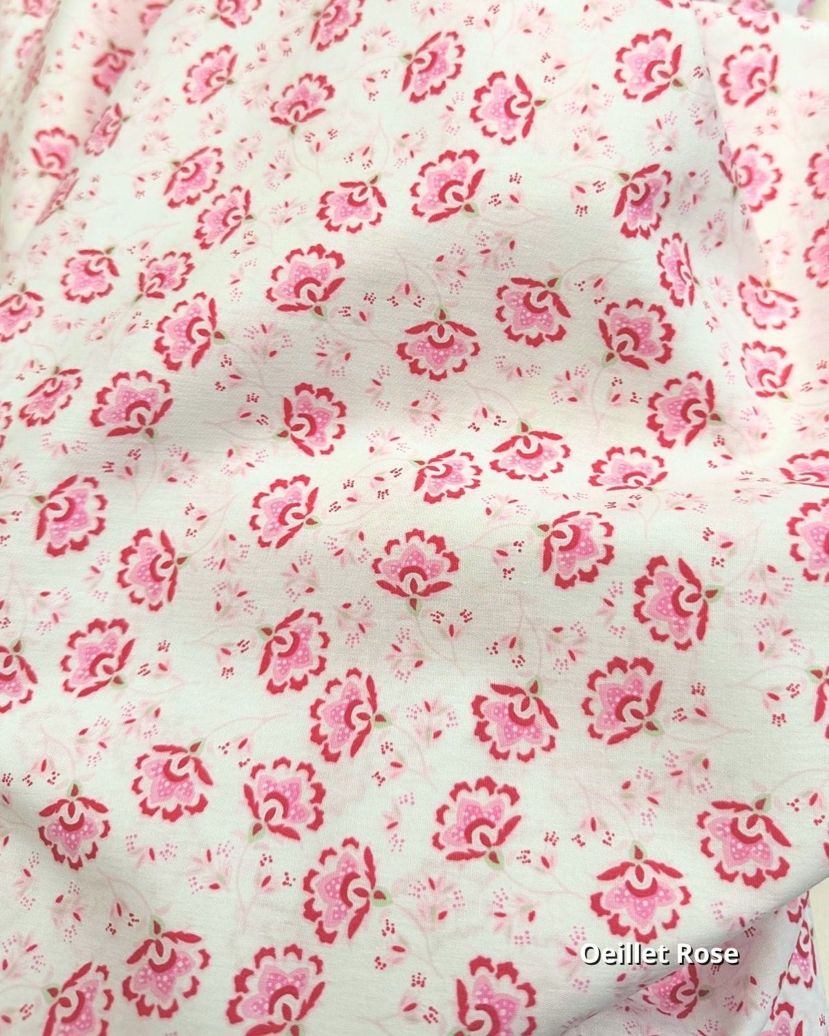 tissu popeline de coton oeillet rose
