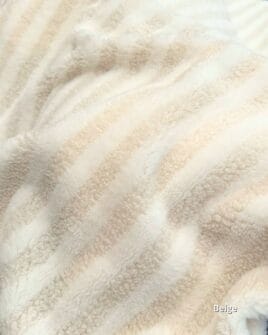 tissu teddy bouclette à rayure beige