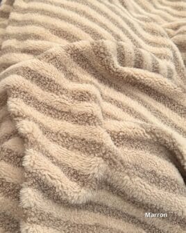 tissu teddy bouclette à rayure marron